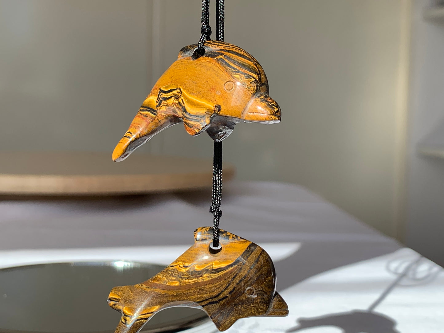 tigers eye / tigers iron dolphin necklace