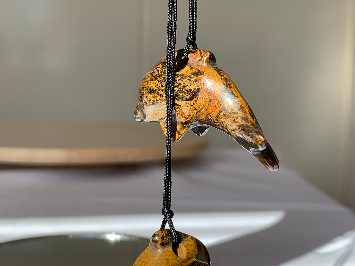 tigers eye / tigers iron dolphin necklace