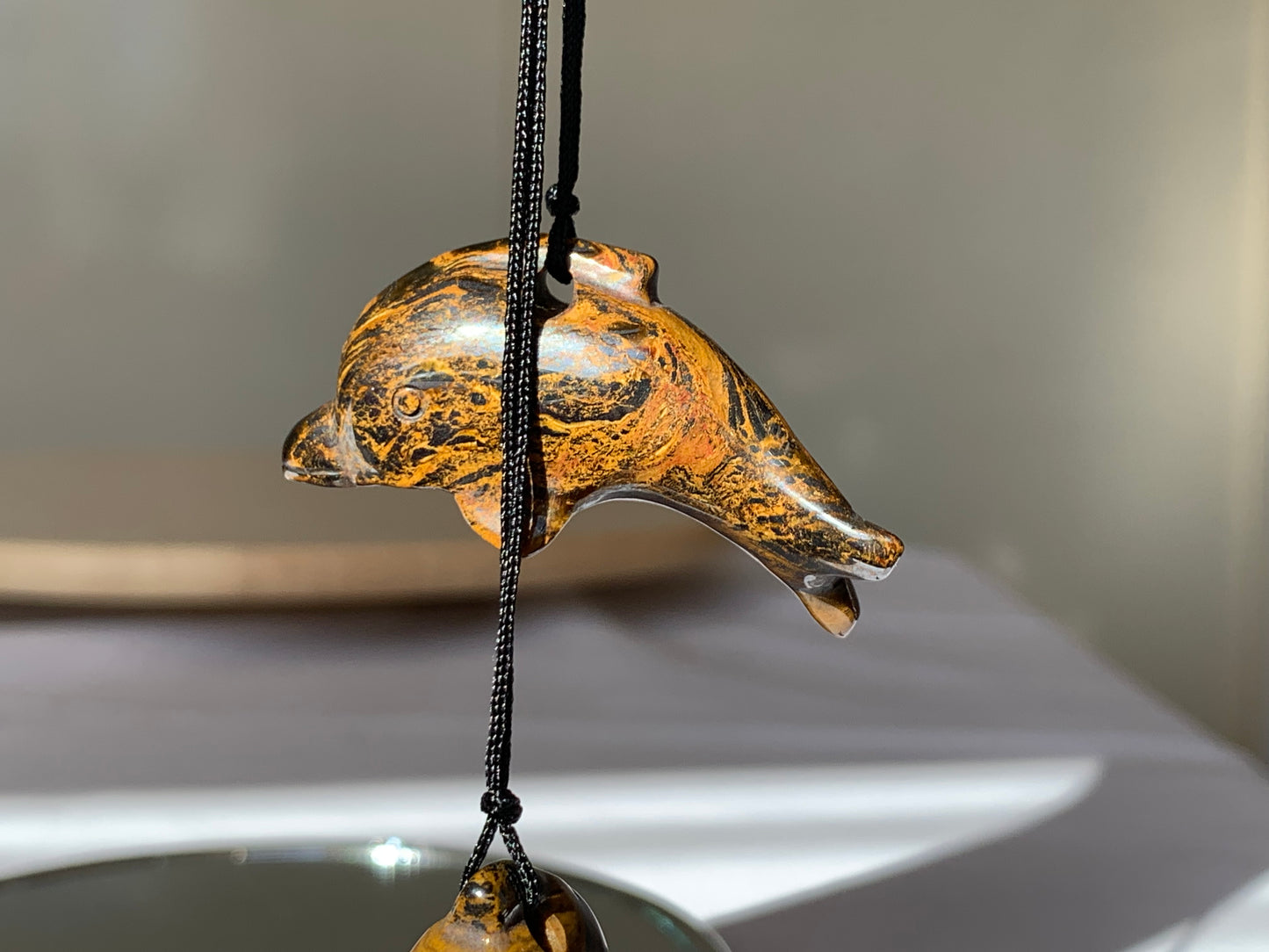 tigers eye / tigers iron dolphin necklace