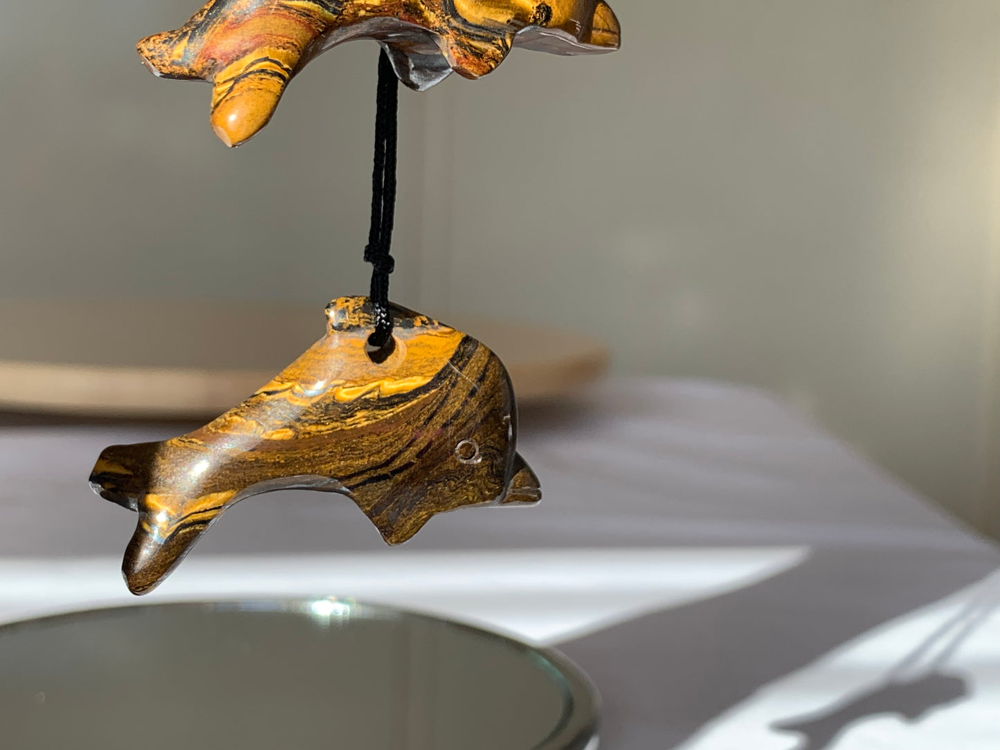 tigers eye / tigers iron dolphin necklace