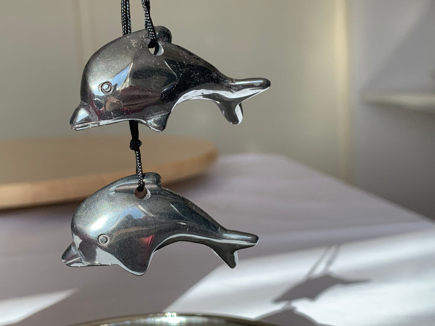 hematite dolphin necklace