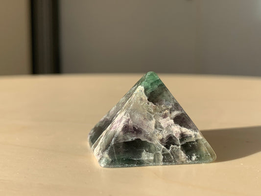 a - rainbow fluorite pyramid