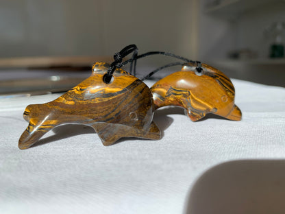 tigers eye / tigers iron dolphin necklace