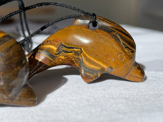 tigers eye / tigers iron dolphin necklace