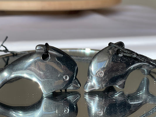 hematite dolphin necklace